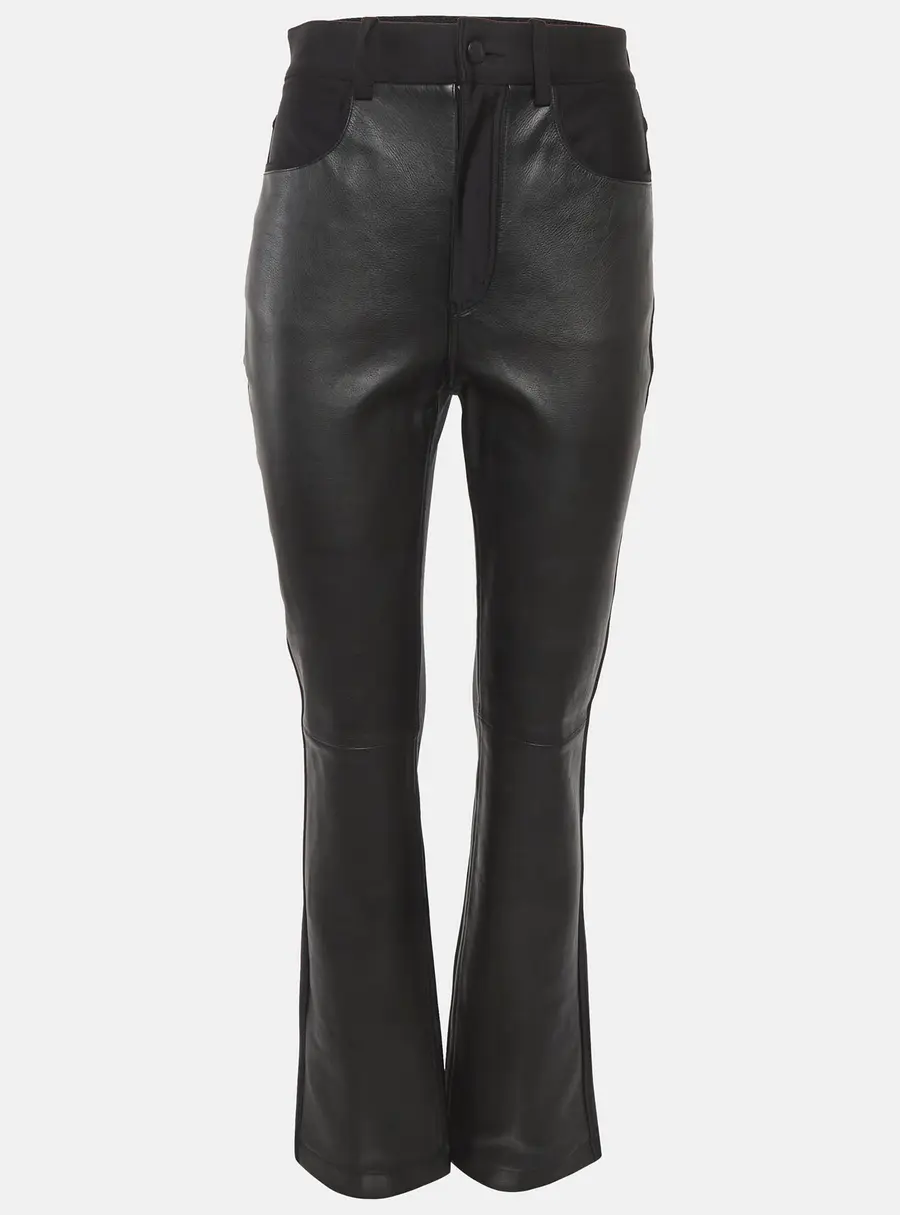 Alexander Wang Black Leather Wide Leg Pants S