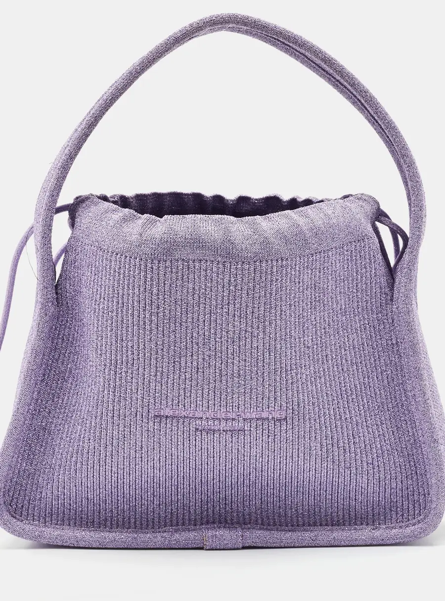 Alexander Wang Purple Ribbed Knit Fabric Small Ryan Bag
