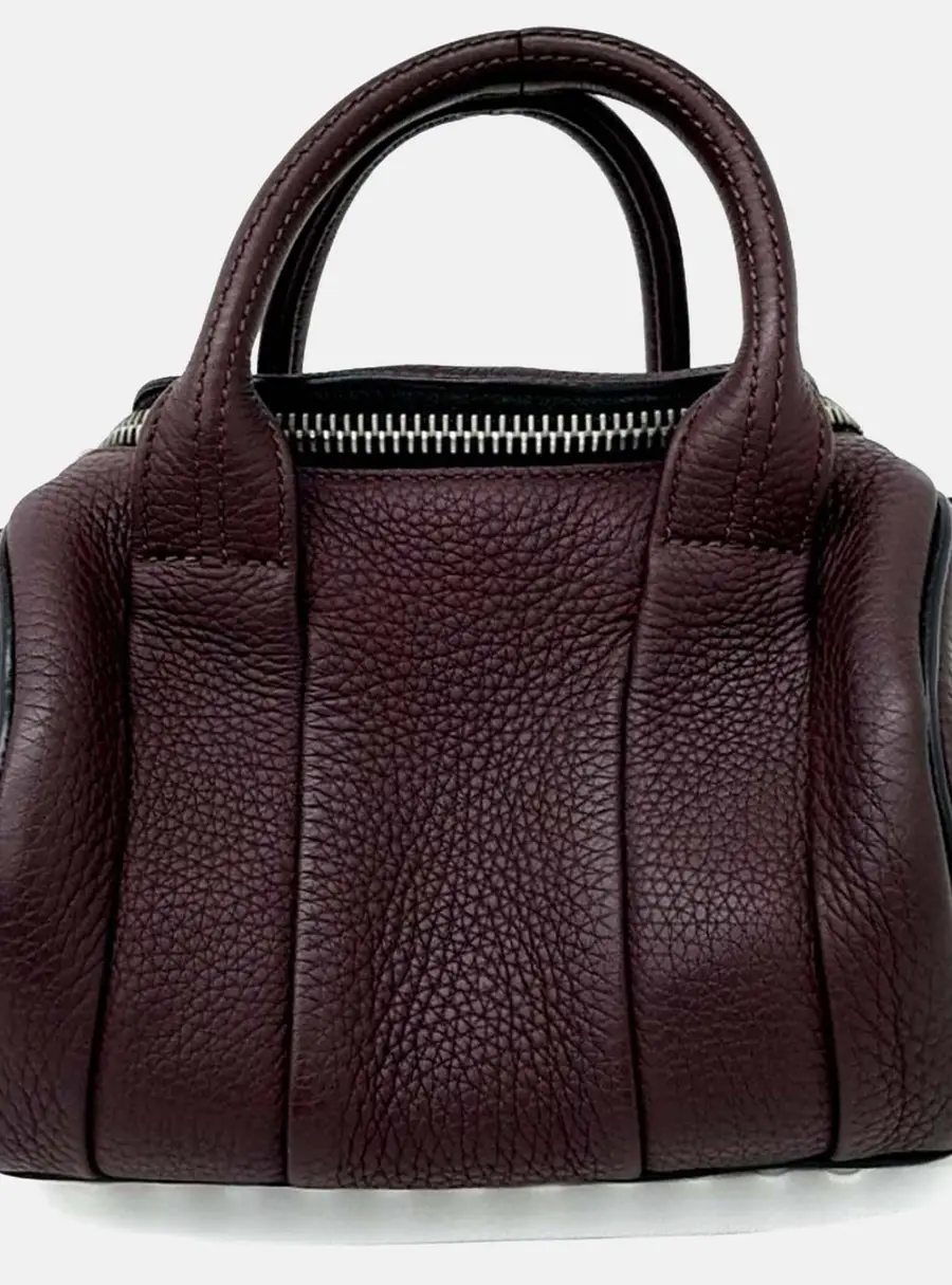 Alexander Wang Mini Rockie Burgundy Pebbled Calfskin Leather Satchel Bag