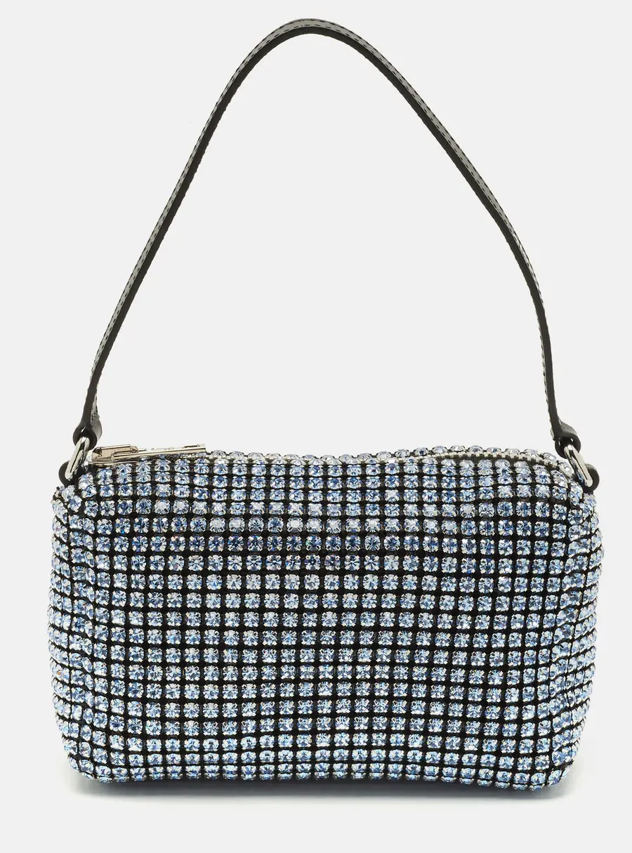 Alexander Wang Heiress Medium Blue Crystal Mesh Pouch