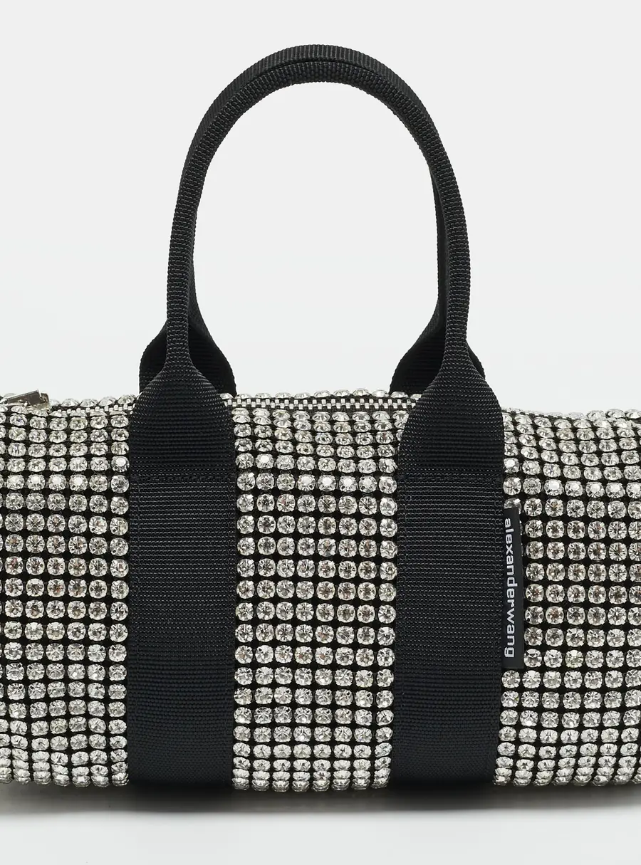 Alexander Wang Cruiser Mini Black Mesh Crystal Embellished Duffle Bag