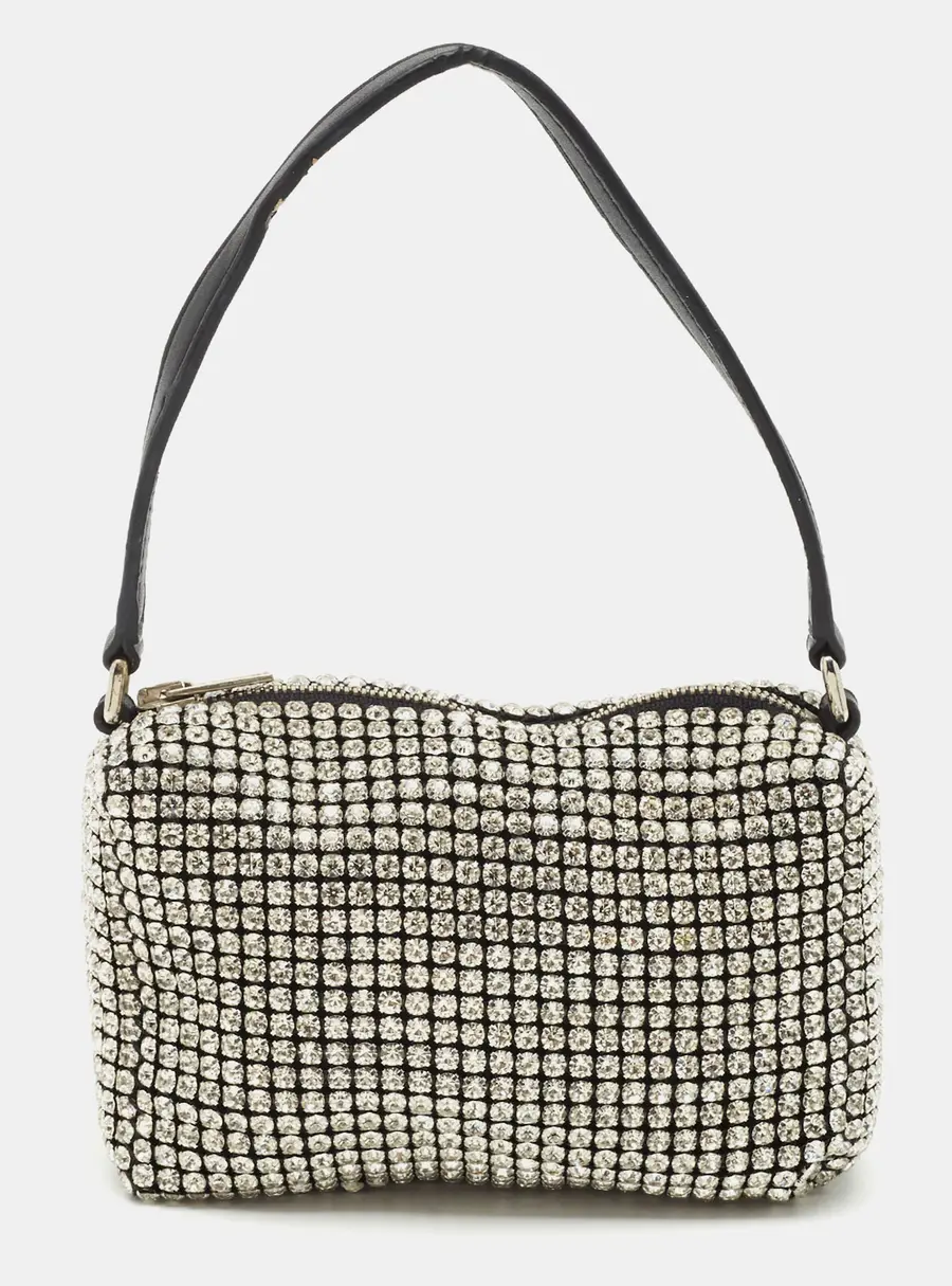 Alexander Wang Heiress Medium Black Mesh Crystal Pouch