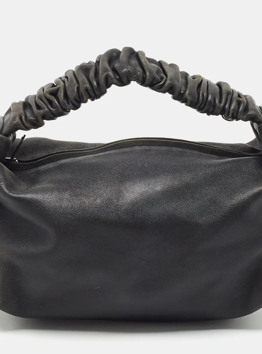 Alexander Wang Scrunchie Mini Black Leather Clutch Bag
