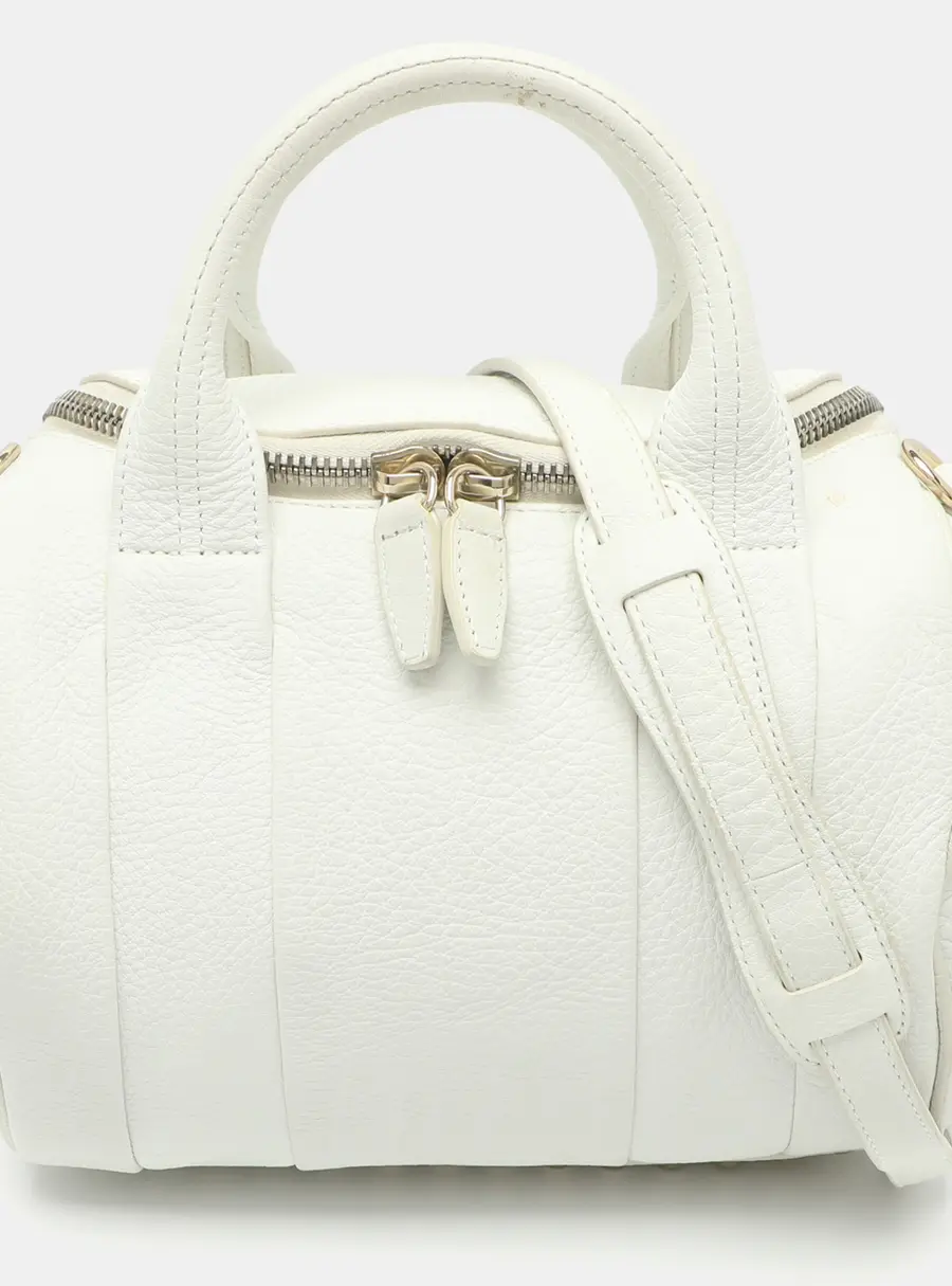 Alexander Wang Rocco White Grained Leather Satchel