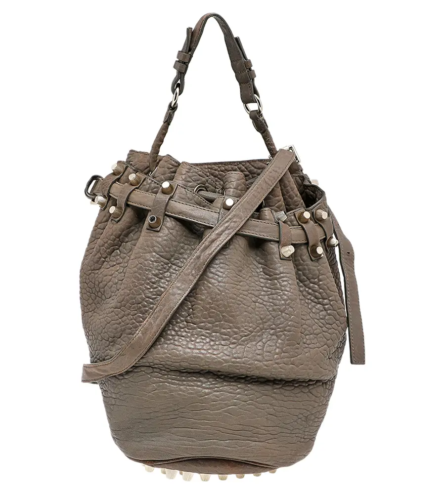 Alexander Wang Grey Textured Leather Diego Bucket Bag