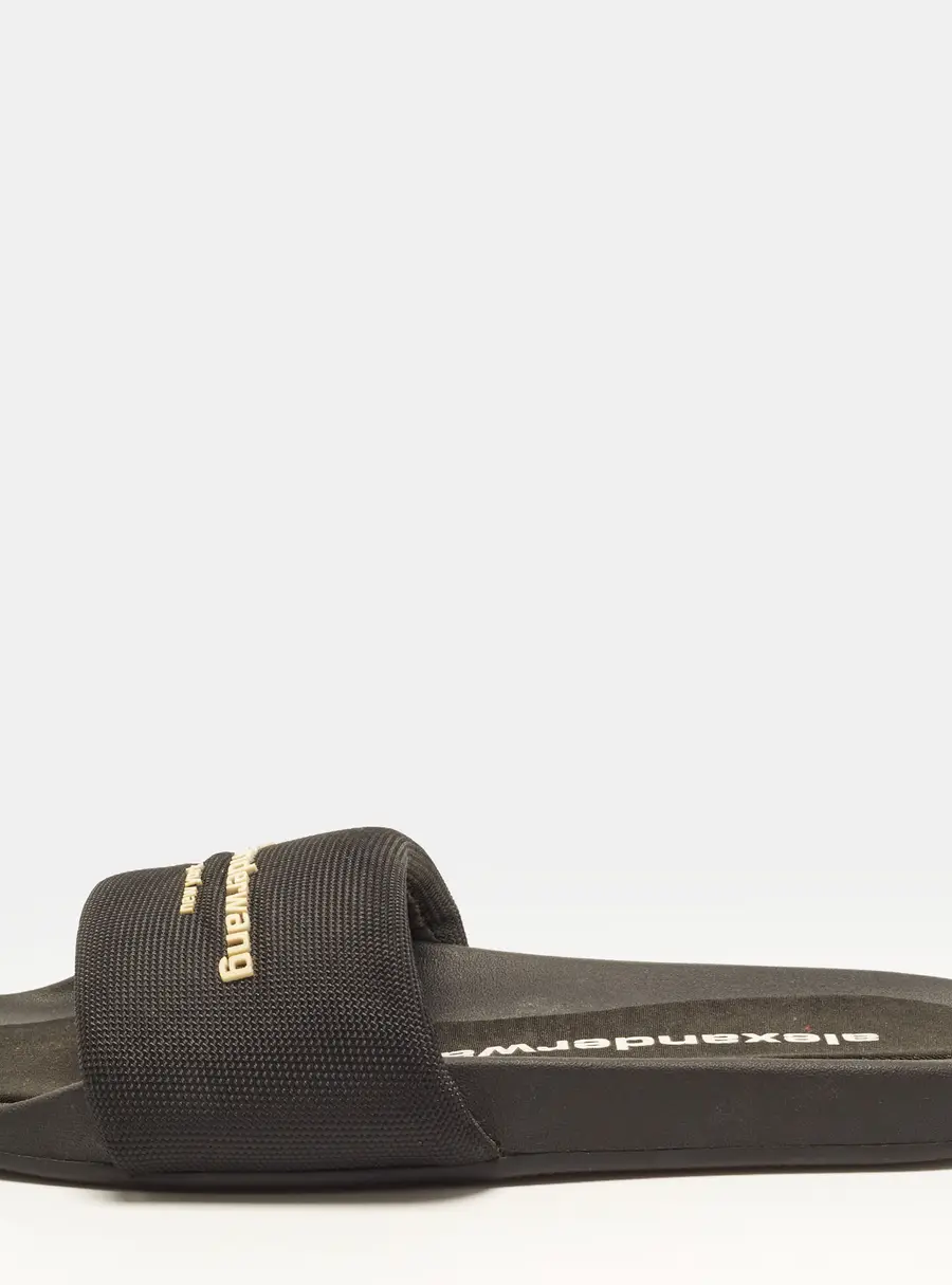 Alexander Wang AW Pool Size 39 Black Fabric Flat Slide Sandals