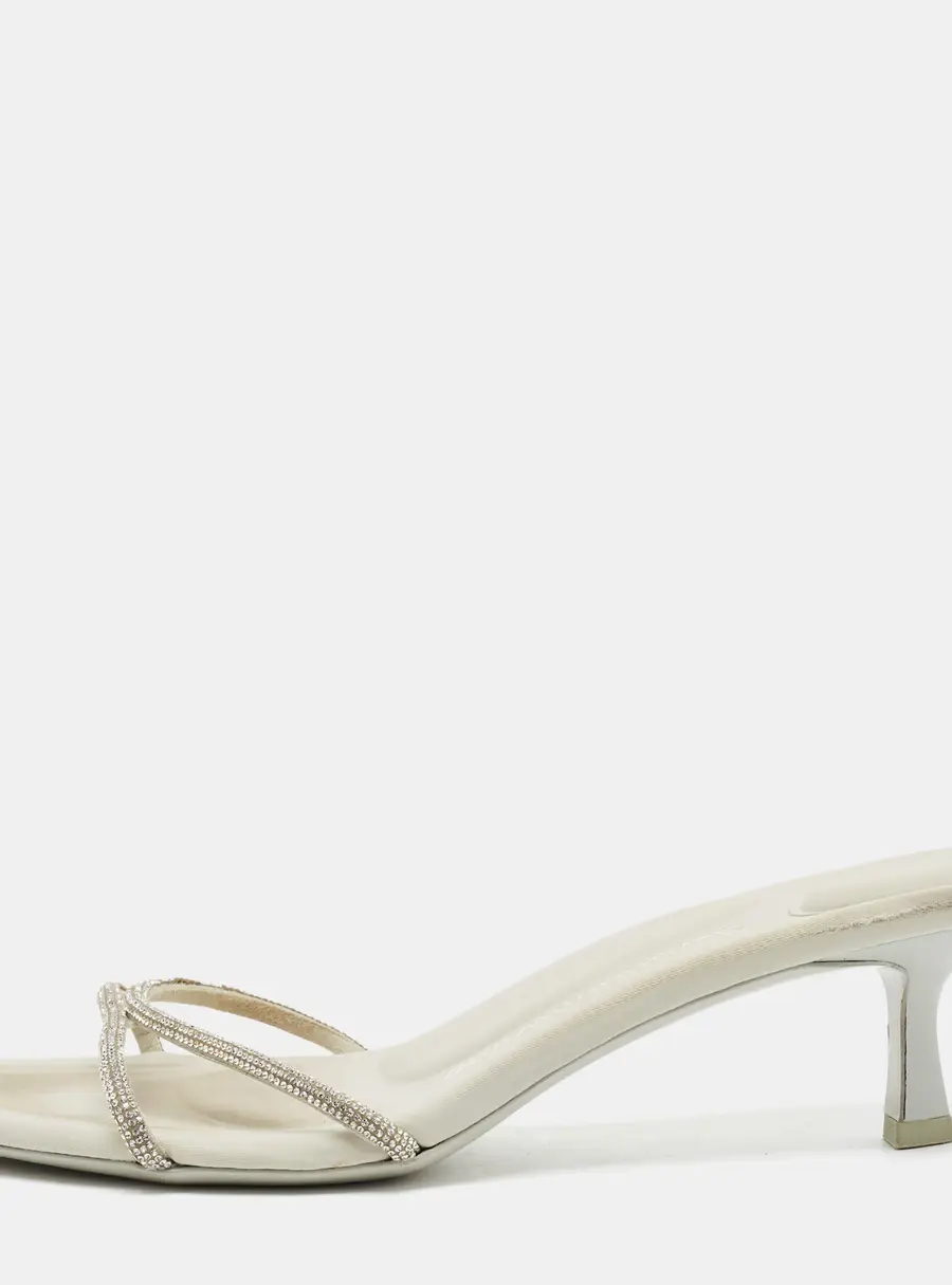 Alexander Wang Dahlia Size 39 Light Grey Crystals Slide Sandals