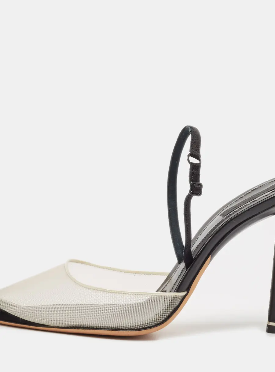 Alexander Wang Black Mesh and Suede Alix Slingback Pumps Size 39