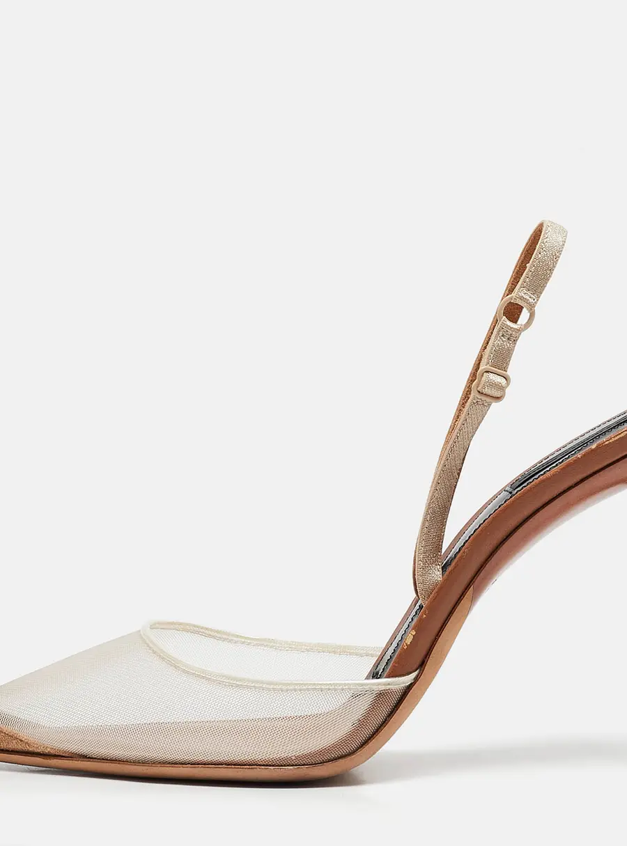 Alexander Wang Beige Mesh and Leather Lovisa Ankle Strap Pumps Size 39