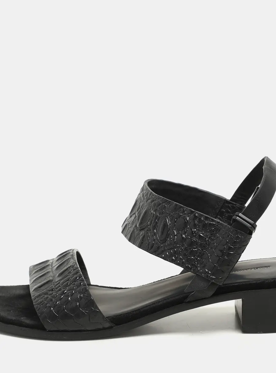 Alexander Wang Black Croc Embossed Leather Slingback Sandals Size 36