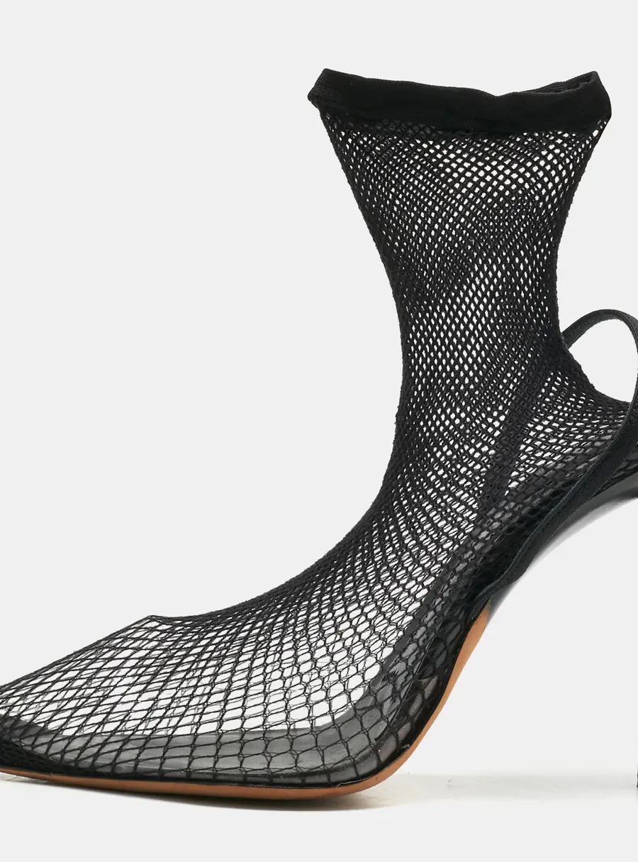 Alexander Wang Black Knit Fabric and PVC Caden Booties Size 39.5
