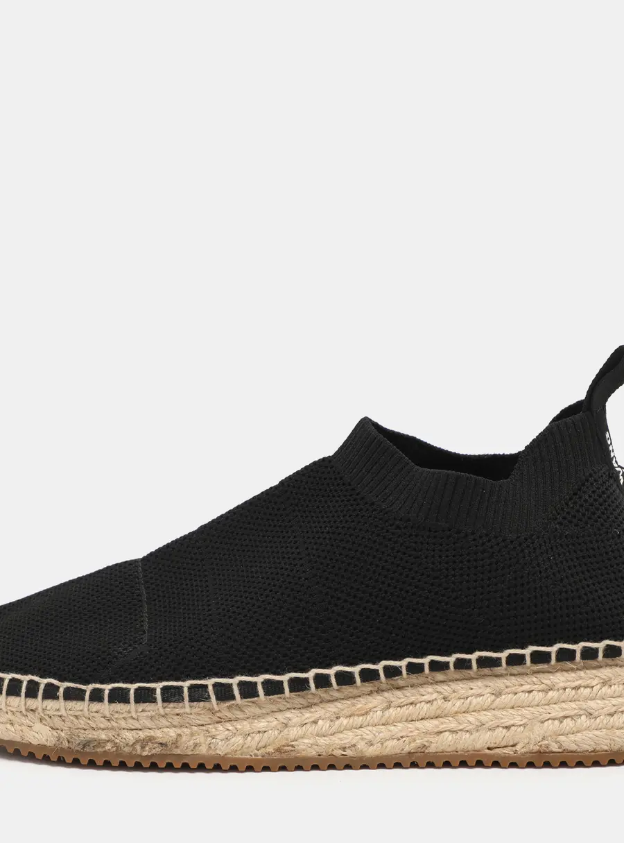 Alexander Wang Black Knit Fabric Dylan Espadrille Flats Size 37