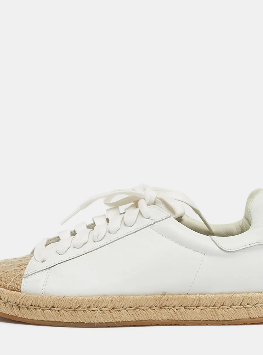 Alexander Wang Size 36 White Leather Jute Cap Toe Espadrille Low Top Sneakers