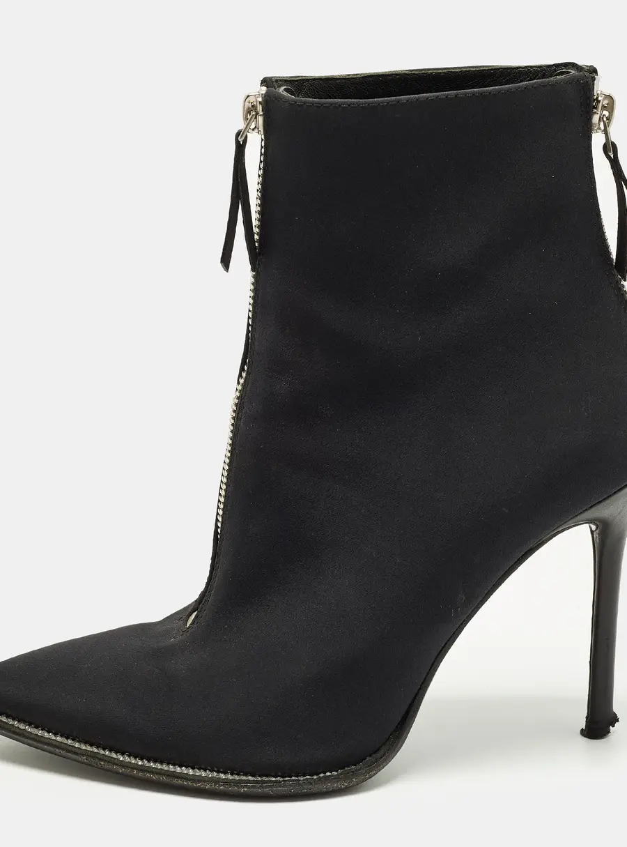 Alexander Wang Size 36.5 Black Canvas Ankle Length Pointed Toe Boots