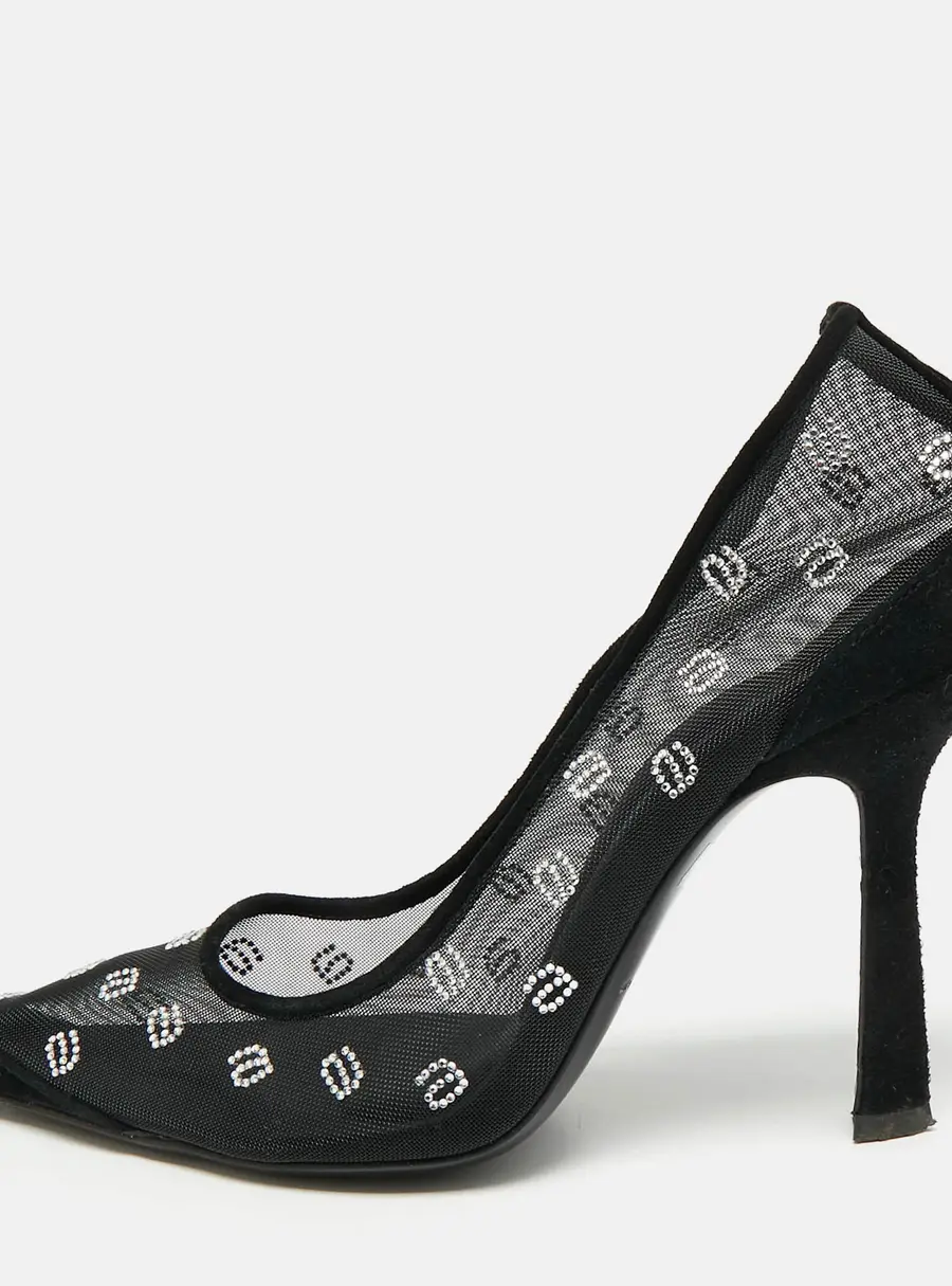 Alexander Wang Delphine Size 38 Black Net and Suede Pumps