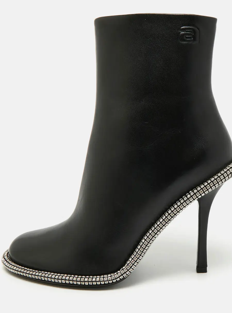 Alexander Wang Kira Size 38.5 Black Leather Ankle Length Boots