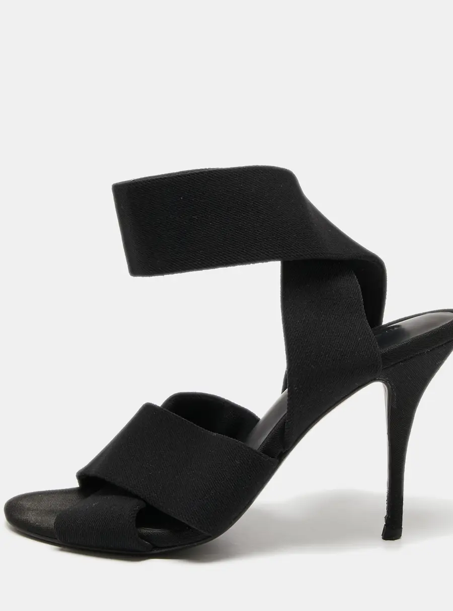 Alexander Wang Black Canvas Ankle Wrap Sandals Size 36