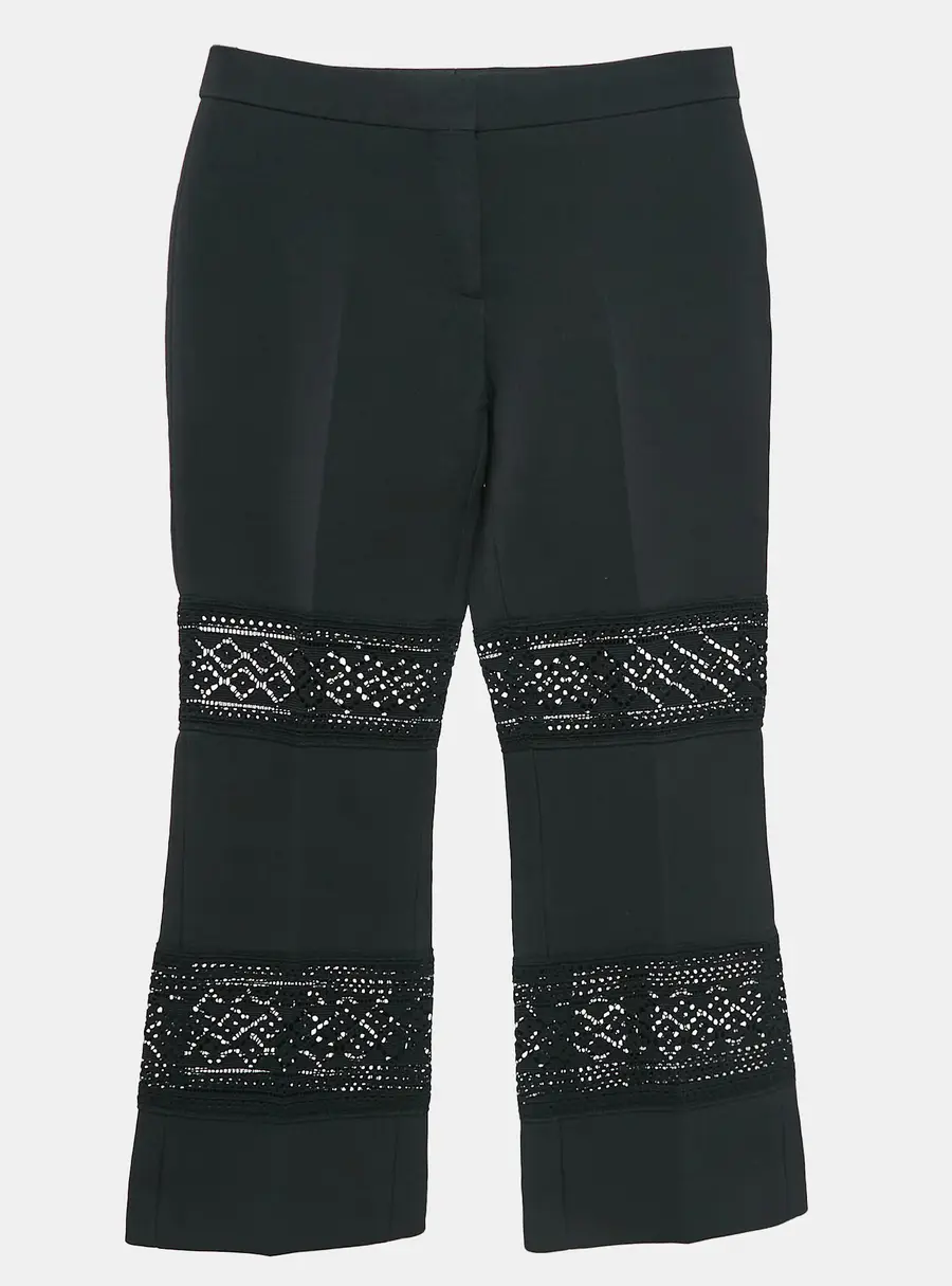 Alexander McQueen Black Wool Blend Lace Trimmed Trousers S