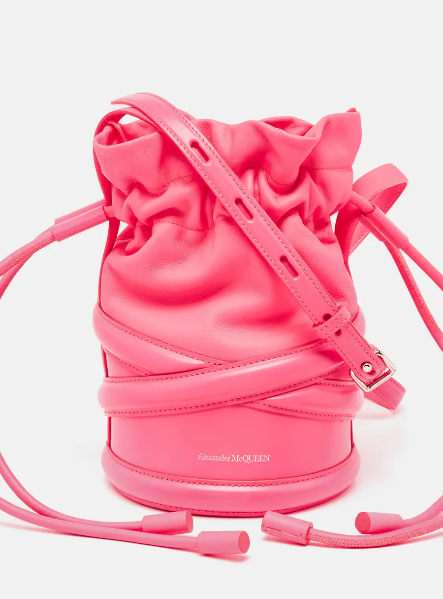 Alexander McQueen Neon Pink Leather The Soft Curve Bucket Bag