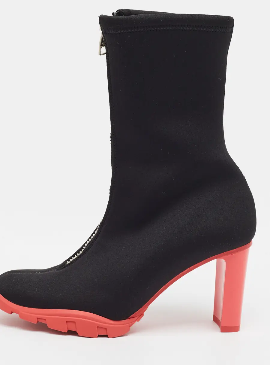 Alexander McQueen Tread Scuba  Size 36 Black Stretch Fabric Ankle Length Boots