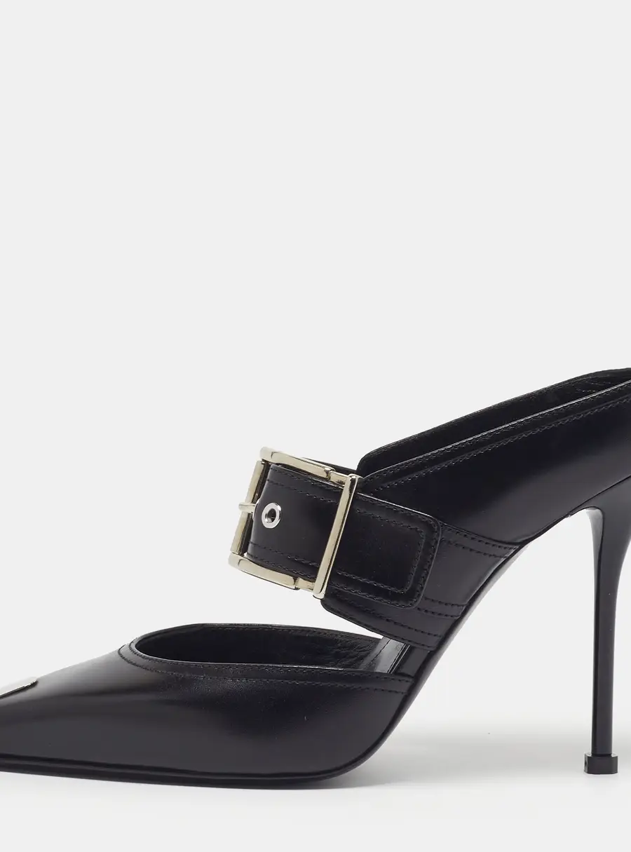 Alexander McQueen Punk Size 39 Black Leather Mules