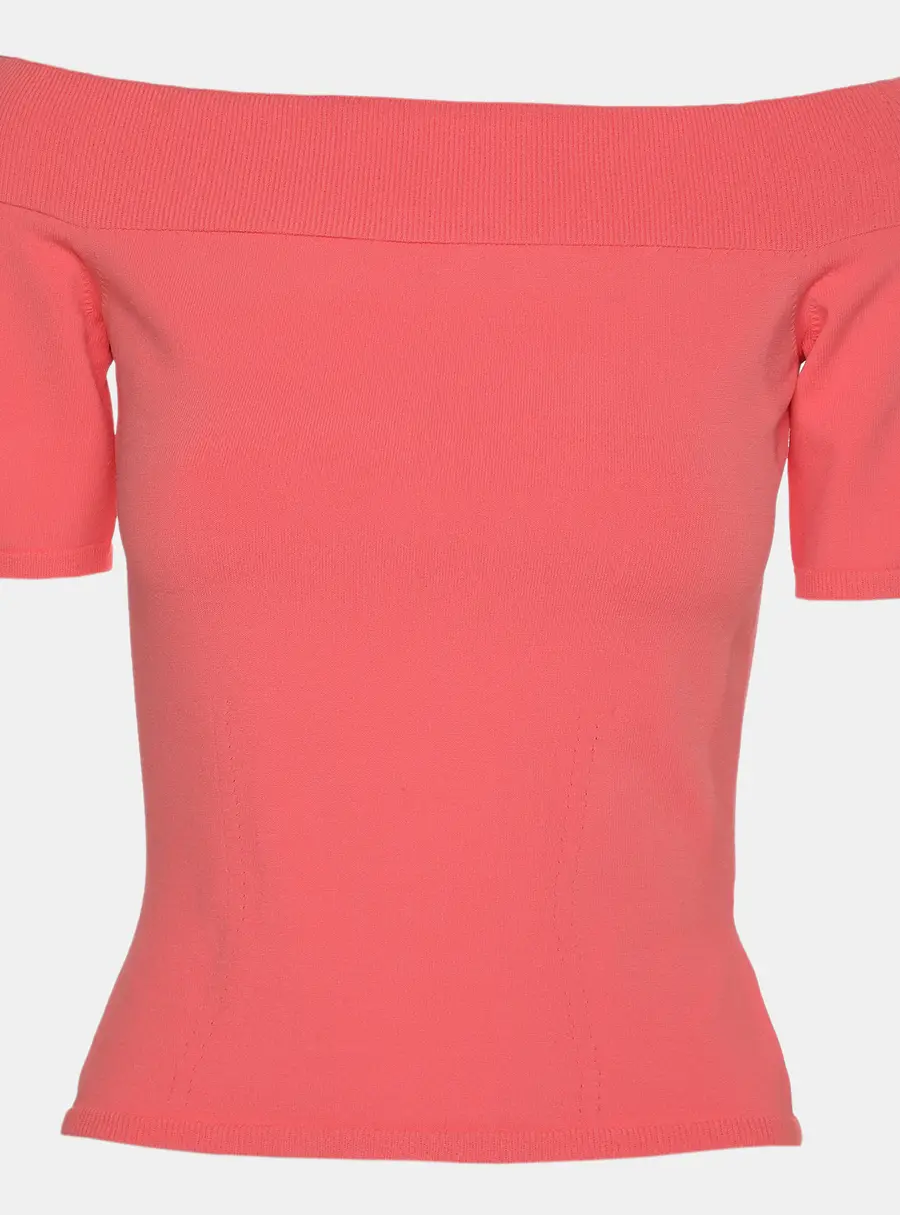 Alexander McQueen Coral Stretch Fabric  Off The Shoulder Top XS