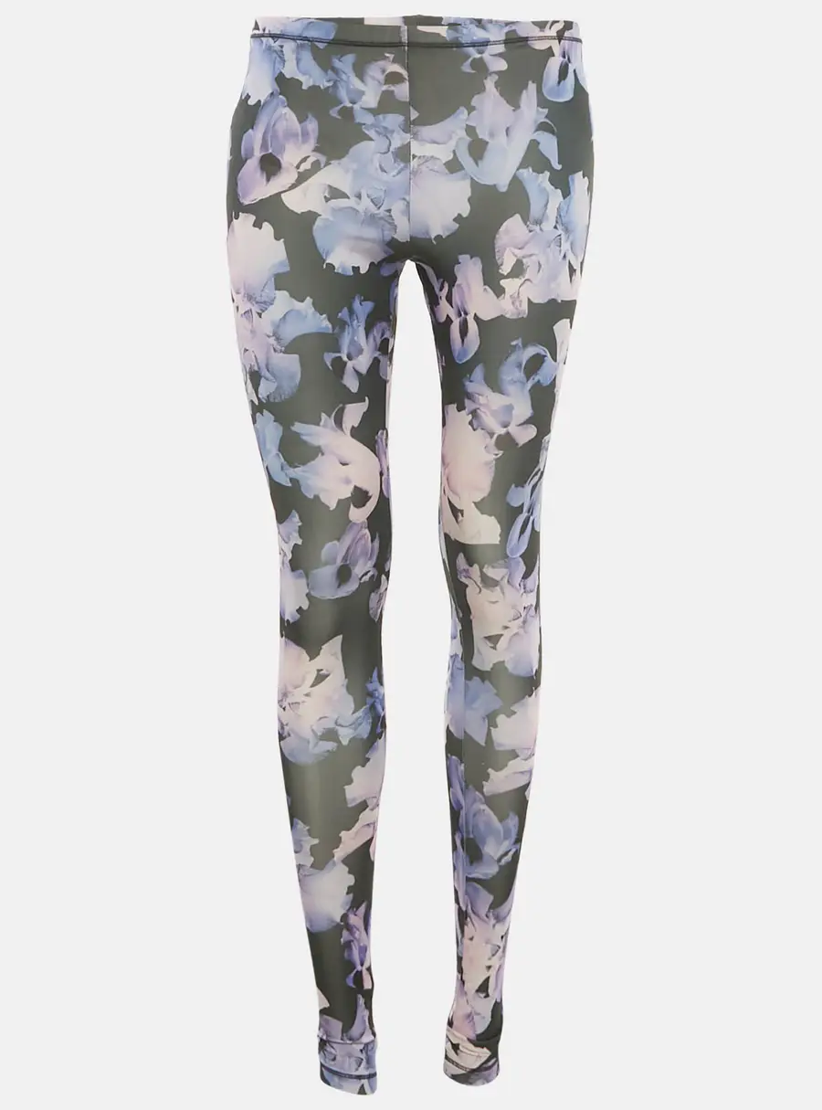 Alexander McQueen Black/Purple Floral Print Leggings XS