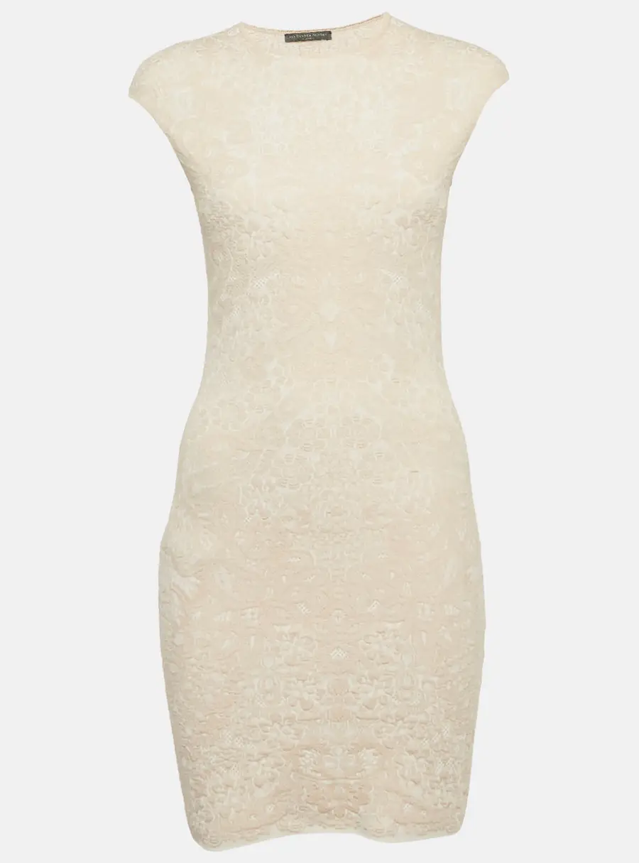 Alexander McQueen Pink Jacquard Knit Mini Bodycon Dress XS
