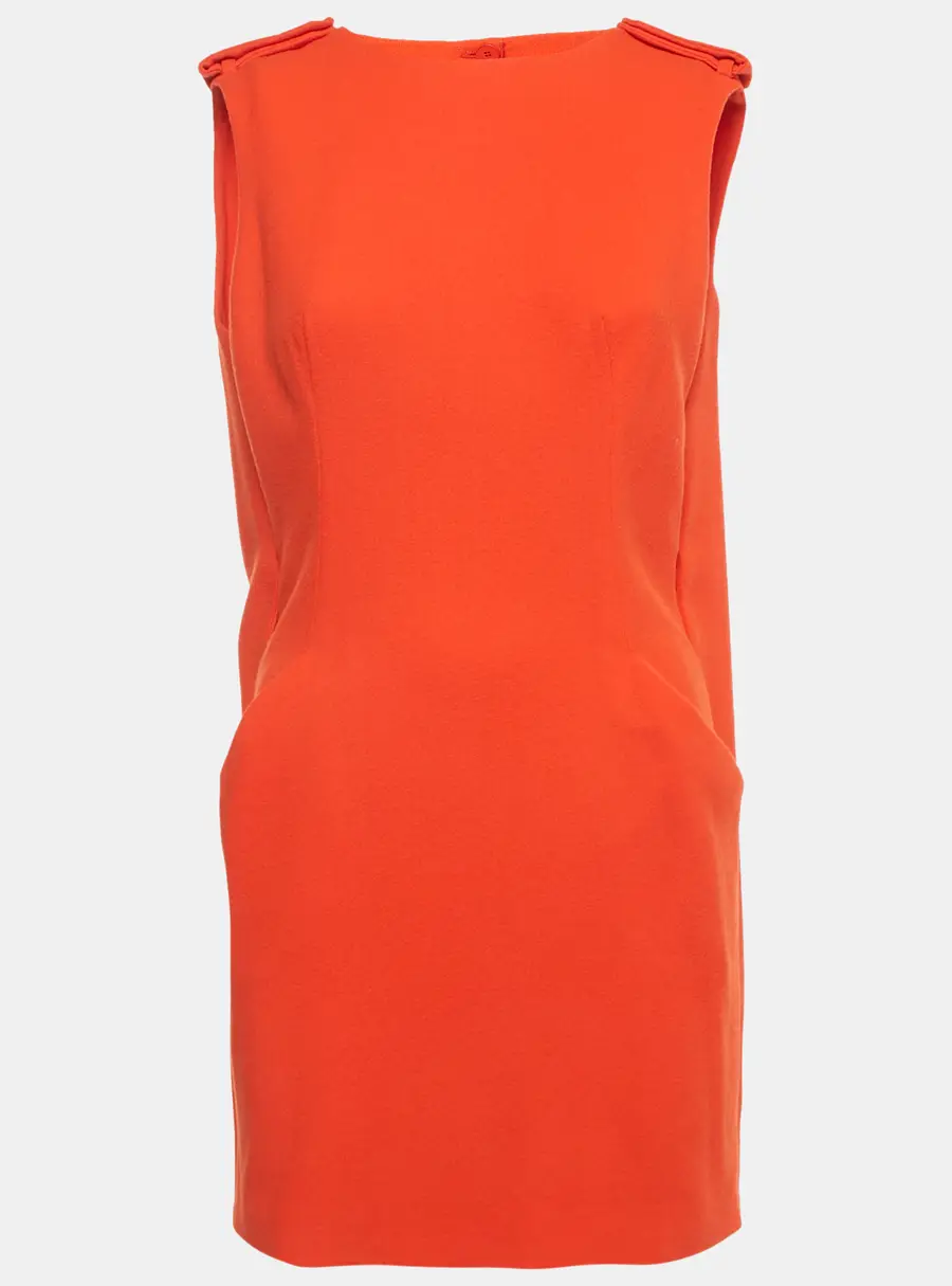 Alexander McQueen Orange Wool Crepe Back Open Shift Dress S