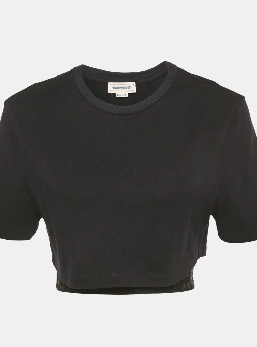 Alexander McQueen Black Cotton Layered Corset T-Shirt S