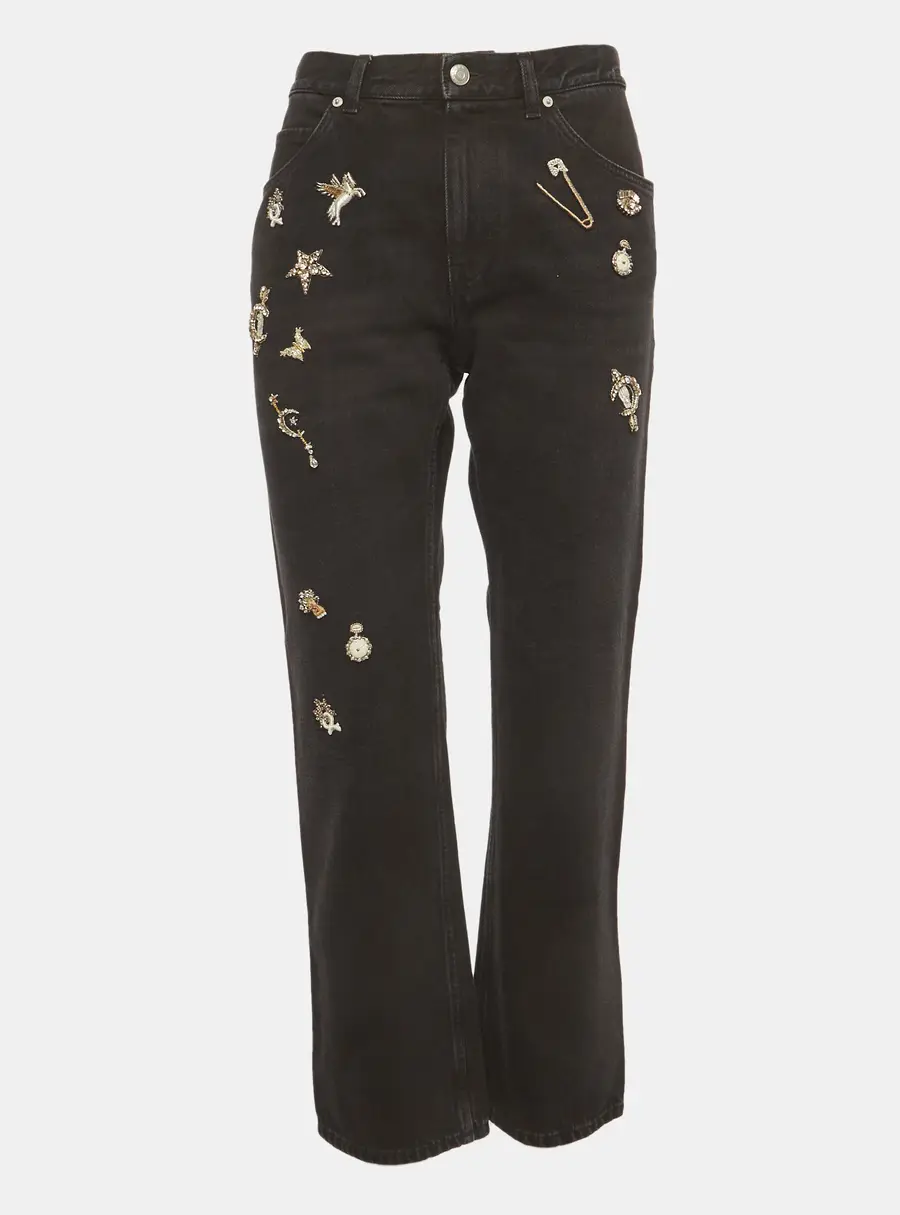 Alexander McQueen Black Denim Embellished Jeans S/Waist 30"