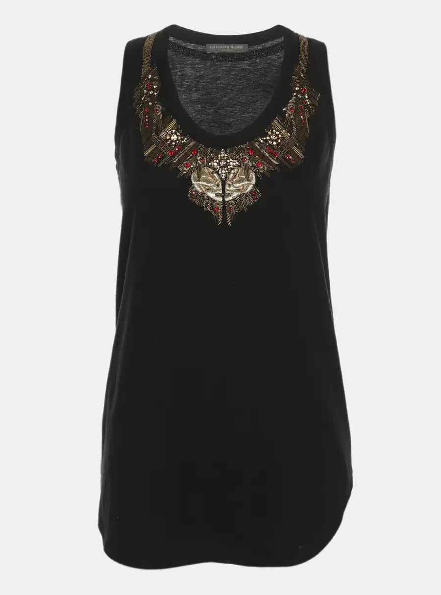 Alexander McQueen Black Knit Embellished Top S