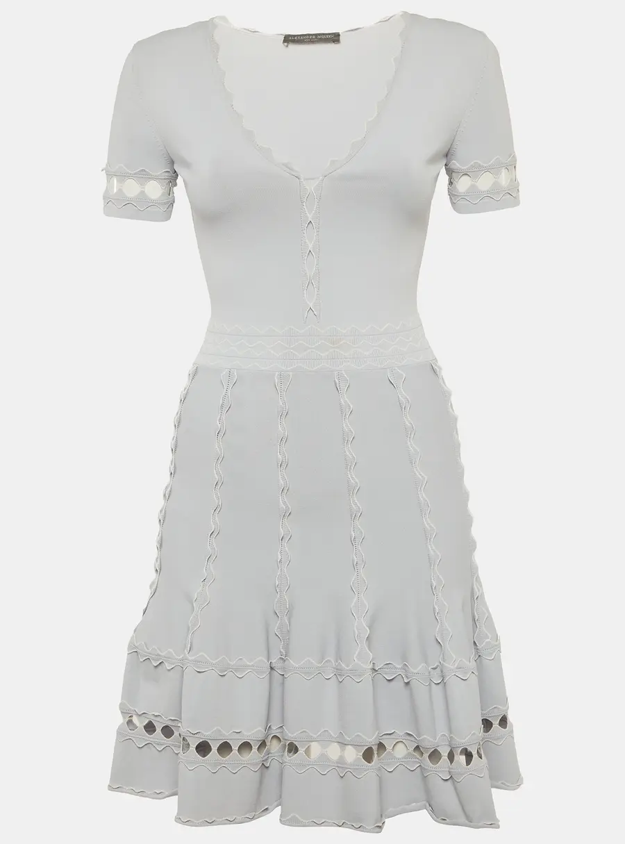 Alexander McQueen Blue Stretch Knit Mini Dress S