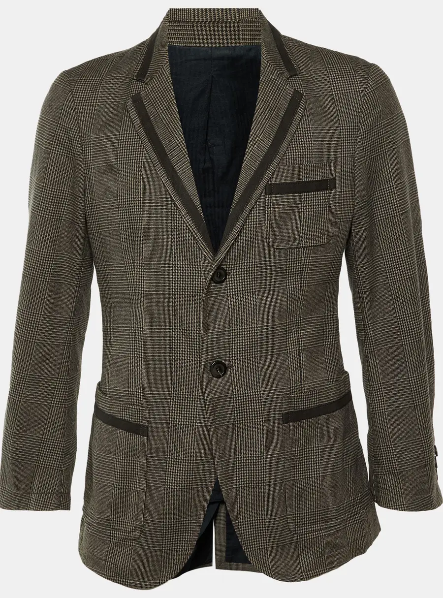 Alexander McQueen Brown Houndstooth Cotton Blend Blazer M