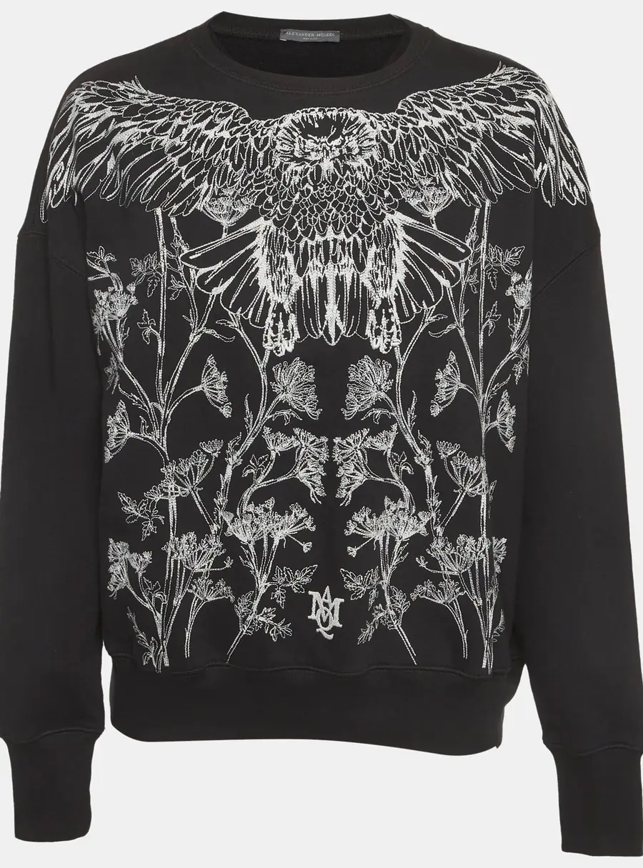 Alexander McQueen Black Embroidered Cotton Sweatshirt S