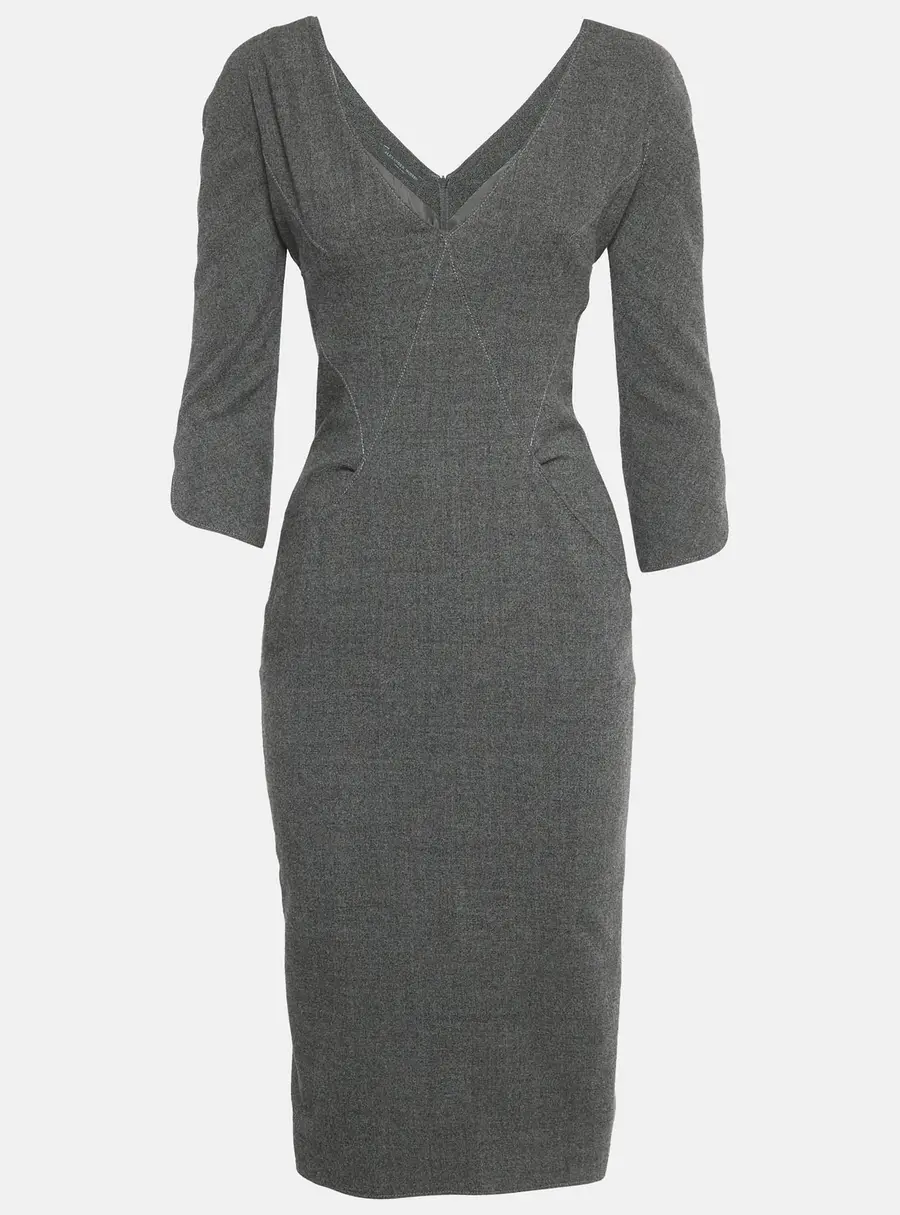 Alexander McQueen Grey Wool Mini Dress S