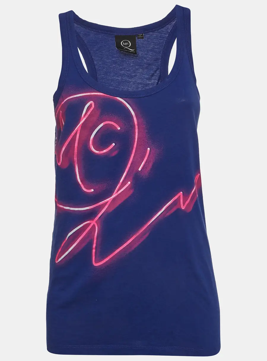 McQ by Alexander McQueen Navy Blue Printed Cotton Tank Top M