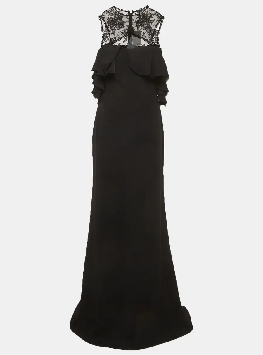 Alexander McQueen Black Crepe Bustier Long Dress L