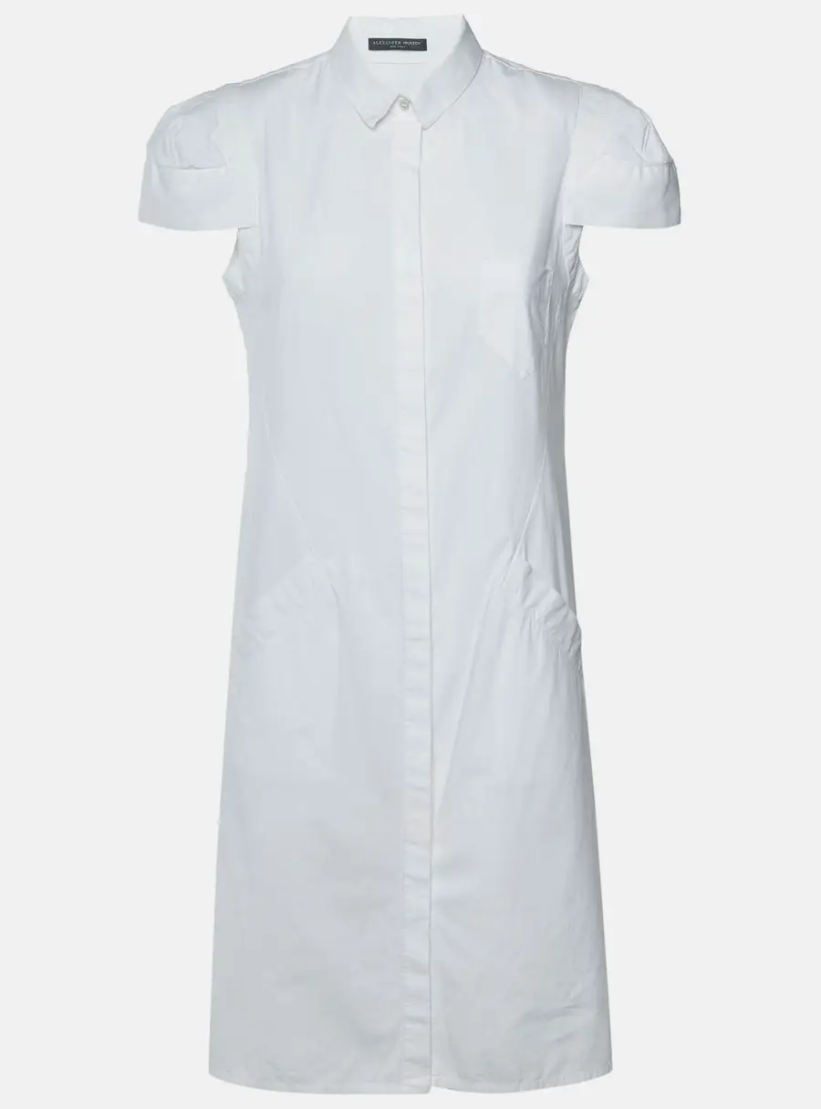 Alexander McQueen White Cotton Button Front Shirt Dress L