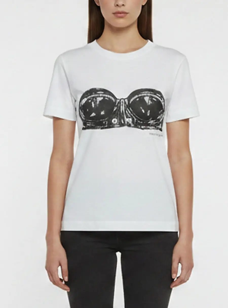 Alexander McQueen White Biker Bra Graphic Jersey T-Shirt M