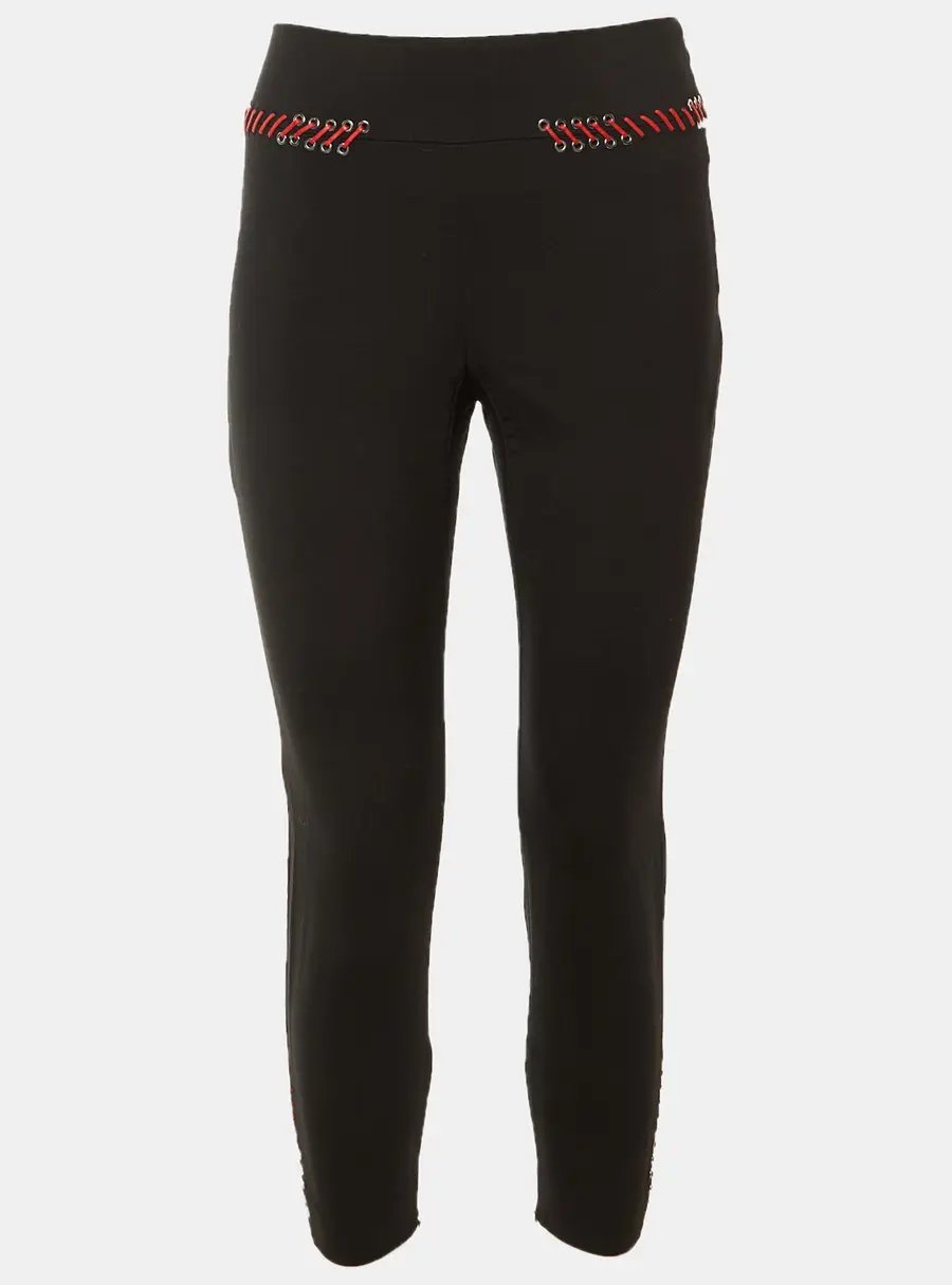 Alexander McQueen Black Wool Contrast Braid Detail Pants S