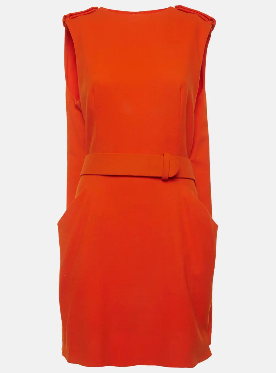 Alexander McQueen Orange Crepe Mini Sheath Dress L
