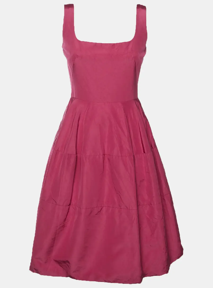 Alexander McQueen Pink Silk Faille Flared Mini Dress S