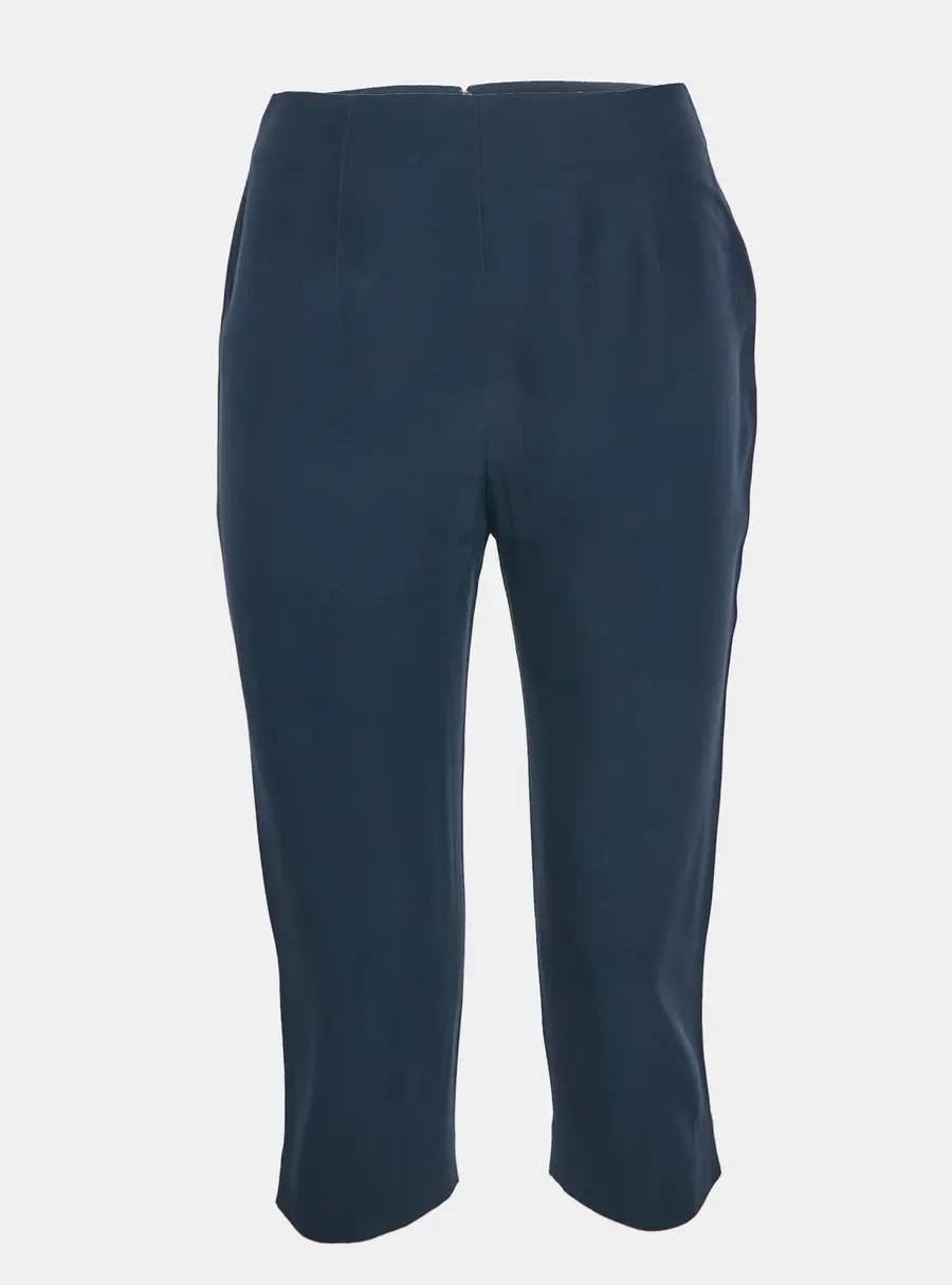 Alexander McQueen Navy Blue Crepe Zip Detail Culottes S