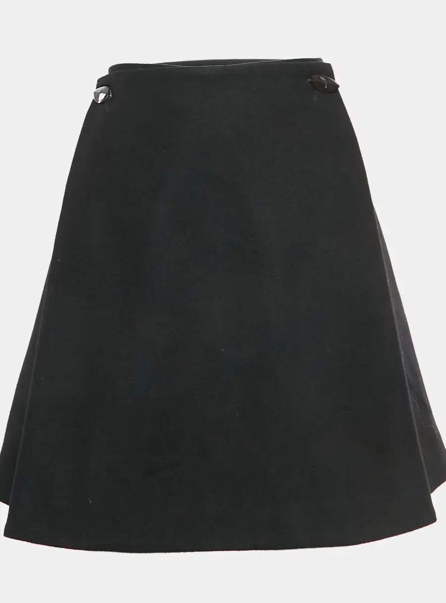 Alexander McQueen Black Felt Pleated Mini Skirt S