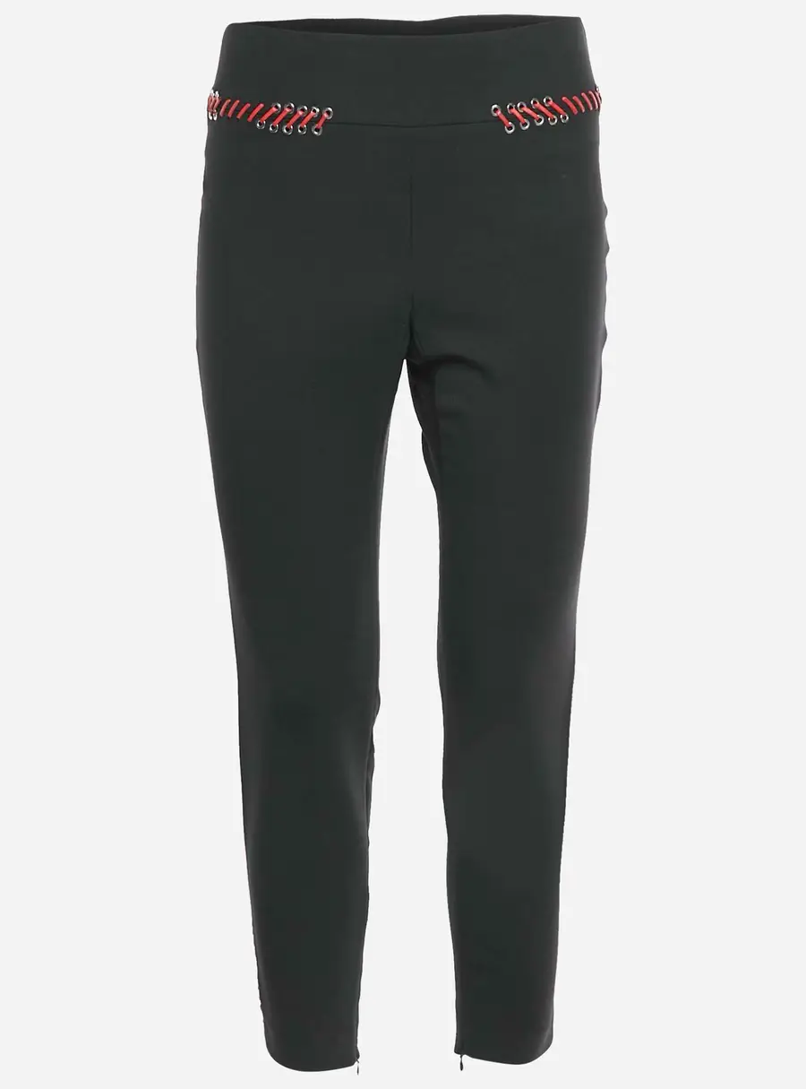 Alexander McQueen Black Stretch Crepe Whip Stitch Skinny Pants M