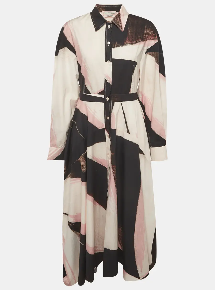 Alexander McQueen Multicolour Abstract Print Cotton Shirt Dress M