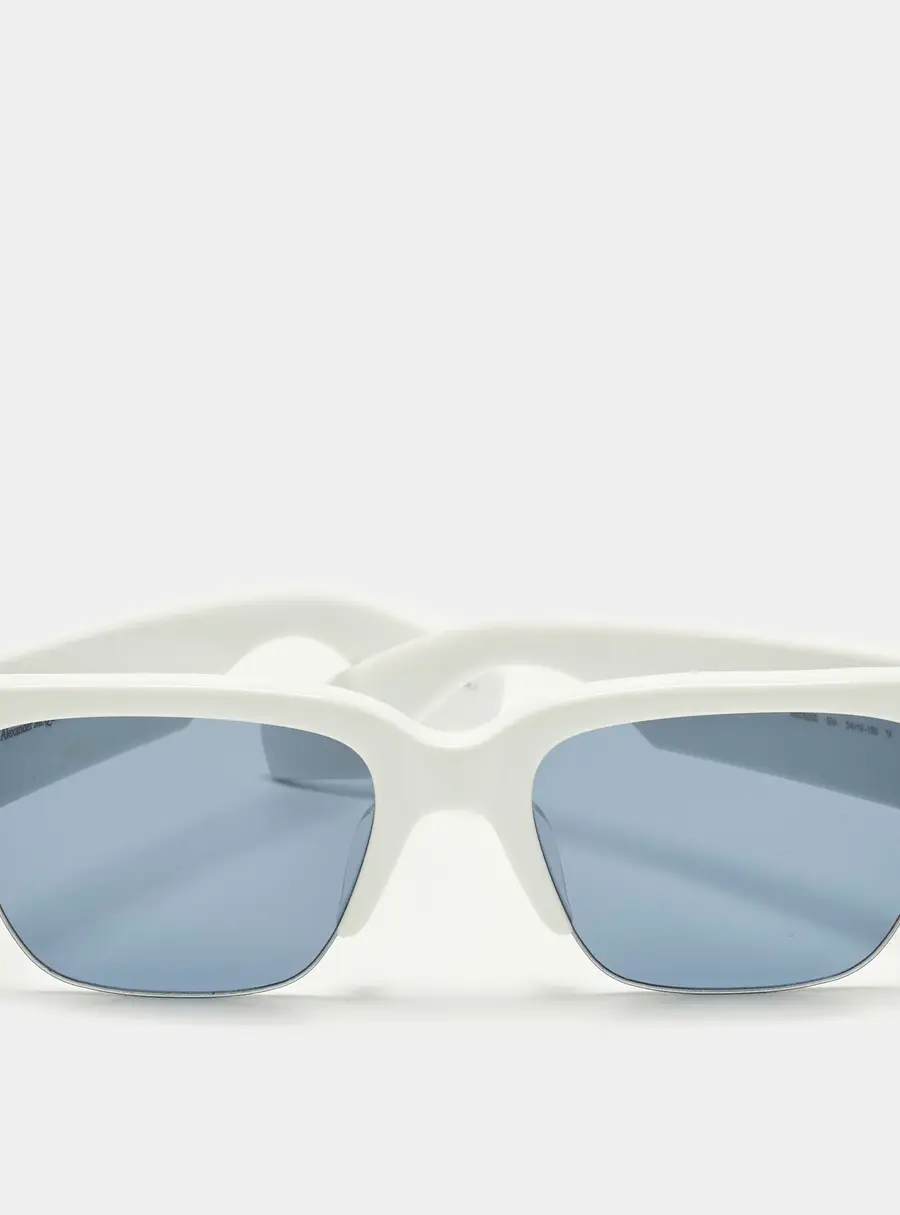Alexander McQueen White/Blue AM0405S Frame Square Sunglasses