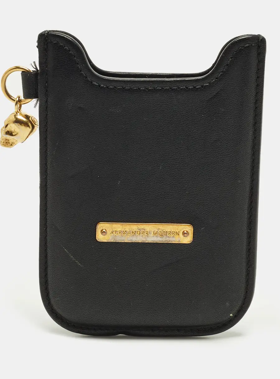 Alexander McQueen Skull Phone Cover Black Leather