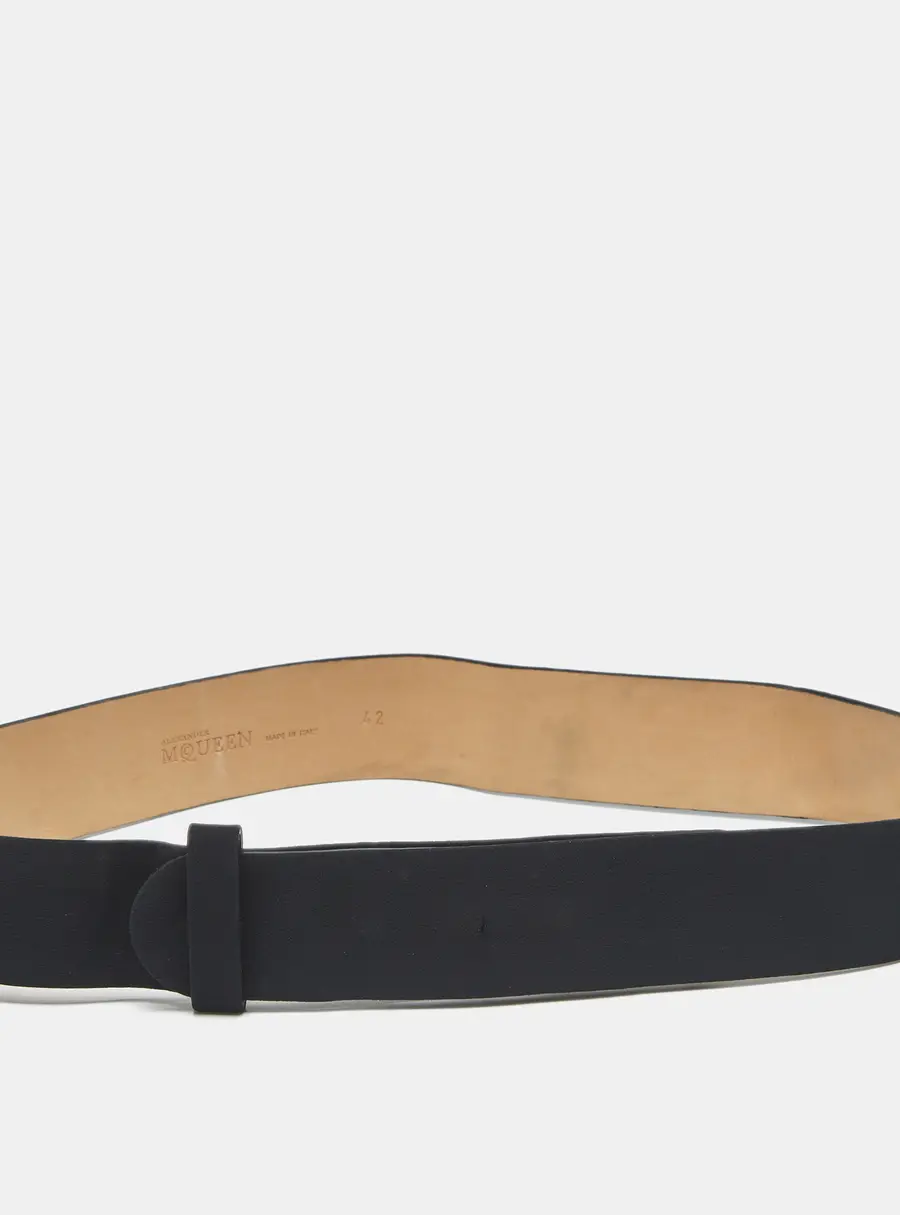 Alexander McQueen Snap Button Waist Belt Black Fabric